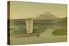 Japan: Mount Fuji-Yama (Fuji Yama) with a Sailing Boat in the Foreground on Lake Hokome, 1875 (Albu-Kusakabe Kimbei-Stretched Canvas