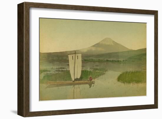 Japan: Mount Fuji-Yama (Fuji Yama) with a Sailing Boat in the Foreground on Lake Hokome, 1875 (Albu-Kusakabe Kimbei-Framed Giclee Print