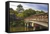 Japan, Nara Prefecture, Osaka. View of the Osaka Castle from bridge.-Dennis Flaherty-Framed Stretched Canvas