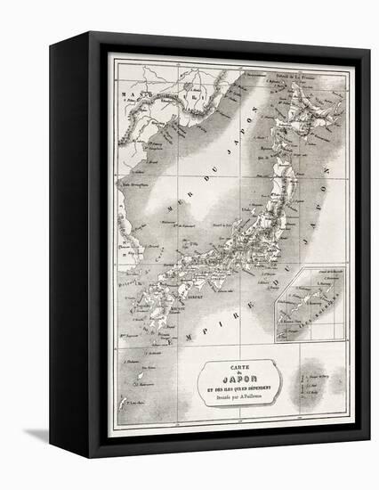 Japan Old Map. Created By Vuillemin And Erhard, Published On Le Tour Du Monde, Paris, 1860-marzolino-Framed Stretched Canvas
