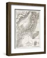 Japan Old Map. Created By Vuillemin And Erhard, Published On Le Tour Du Monde, Paris, 1860-marzolino-Framed Art Print