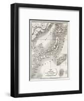 Japan Old Map. Created By Vuillemin And Erhard, Published On Le Tour Du Monde, Paris, 1860-marzolino-Framed Art Print