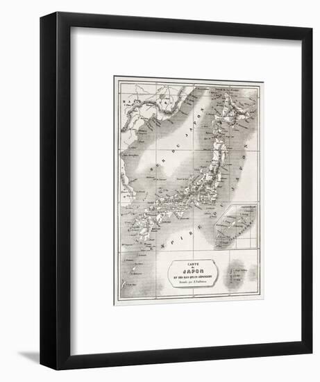 Japan Old Map. Created By Vuillemin And Erhard, Published On Le Tour Du Monde, Paris, 1860-marzolino-Framed Art Print