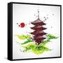 Japan Origami Temple Shaped From Flying Birds-feoris-Framed Stretched Canvas