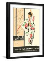 Japan - Pan American - Geisha Dancer in Kimono - Vintage Airline Travel Poster, 1950s-Aaron Amspoker-Framed Art Print