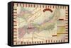 Japan - Panoramic Map-Lantern Press-Framed Stretched Canvas