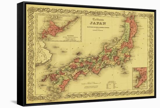 Japan - Panoramic Map-Lantern Press-Framed Stretched Canvas