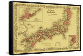 Japan - Panoramic Map-Lantern Press-Framed Stretched Canvas