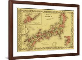 Japan - Panoramic Map-Lantern Press-Framed Premium Giclee Print