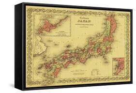 Japan - Panoramic Map-Lantern Press-Framed Stretched Canvas