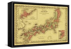 Japan - Panoramic Map-Lantern Press-Framed Stretched Canvas