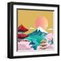 Japan Style Buildings and Fuji Mountain.-takiwa-Framed Art Print