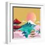 Japan Style Buildings and Fuji Mountain.-takiwa-Framed Art Print