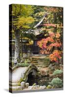 Japan Takayama Hokke-Ji Temple Garden with Stone Bridge Autumn-Nosnibor137-Stretched Canvas