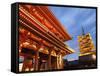 Japan, Tokyo, Asakusa, Asakusa Kannon Temple, Hozomon Gate and Temple Pagoda-Steve Vidler-Framed Stretched Canvas