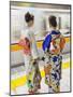 Japan, Tokyo, Girls in Kimono on Subway Platform-Steve Vidler-Mounted Photographic Print