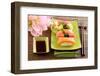 Japan Traditional Food Sushi on Green Plate-egal-Framed Photographic Print