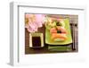 Japan Traditional Food Sushi on Green Plate-egal-Framed Photographic Print