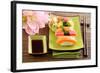 Japan Traditional Food Sushi on Green Plate-egal-Framed Photographic Print