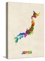 Japan Watercolor Map-Michael Tompsett-Stretched Canvas