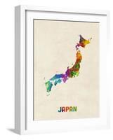 Japan Watercolor Map-Michael Tompsett-Framed Art Print