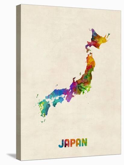 Japan Watercolor Map-Michael Tompsett-Stretched Canvas