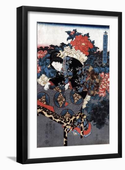 Japan: Woman in Garden-Utagawa Kunisada II-Framed Giclee Print