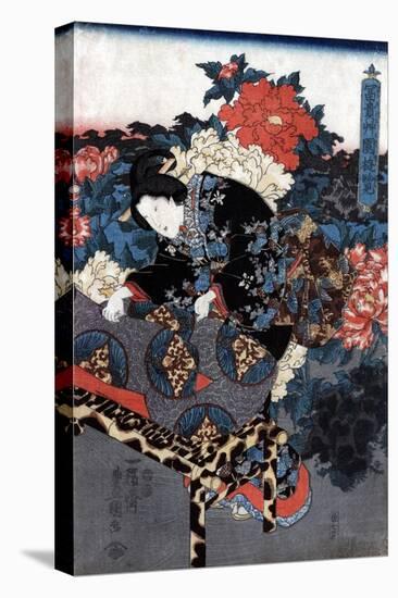 Japan: Woman in Garden-Utagawa Kunisada II-Stretched Canvas