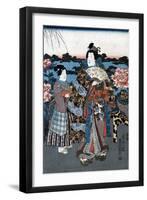 Japan: Woman in Garden-Utagawa Kunisada II-Framed Giclee Print