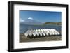 Japan, Yamanashi, Lake Yamanaka, Boats with Mt. Fuji in Background-Rob Tilley-Framed Photographic Print