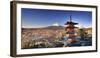 Japan, Yamanashi Prefecture, Fuji-Yoshida, Chureito Pagoda and Mt Fuji During Cherry Blossom Season-Michele Falzone-Framed Premium Photographic Print