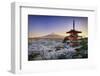 Japan, Yamanashi Prefecture, Fuji-Yoshida, Chureito Pagoda, Mt Fuji and Cherry Blossoms-Michele Falzone-Framed Premium Photographic Print