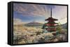 Japan, Yamanashi Prefecture, Fuji-Yoshida, Chureito Pagoda, Mt Fuji and Cherry Blossoms-Michele Falzone-Framed Stretched Canvas