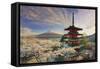 Japan, Yamanashi Prefecture, Fuji-Yoshida, Chureito Pagoda, Mt Fuji and Cherry Blossoms-Michele Falzone-Framed Stretched Canvas