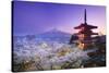 Japan, Yamanashi Prefecture, Fuji-Yoshida, Chureito Pagoda, Mt Fuji and Cherry Blossoms-Michele Falzone-Stretched Canvas