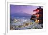 Japan, Yamanashi Prefecture, Fuji-Yoshida, Chureito Pagoda, Mt Fuji and Cherry Blossoms-Michele Falzone-Framed Premium Photographic Print