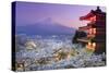 Japan, Yamanashi Prefecture, Fuji-Yoshida, Chureito Pagoda, Mt Fuji and Cherry Blossoms-Michele Falzone-Stretched Canvas