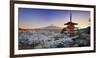 Japan, Yamanashi Prefecture, Fuji-Yoshida, Chureito Pagoda, Mt Fuji and Cherry Blossoms-Michele Falzone-Framed Photographic Print