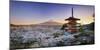 Japan, Yamanashi Prefecture, Fuji-Yoshida, Chureito Pagoda, Mt Fuji and Cherry Blossoms-Michele Falzone-Mounted Photographic Print