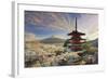 Japan, Yamanashi Prefecture, Fuji-Yoshida, Chureito Pagoda, Mt Fuji and Cherry Blossoms-Michele Falzone-Framed Photographic Print