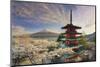 Japan, Yamanashi Prefecture, Fuji-Yoshida, Chureito Pagoda, Mt Fuji and Cherry Blossoms-Michele Falzone-Mounted Photographic Print