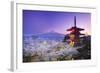 Japan, Yamanashi Prefecture, Fuji-Yoshida, Chureito Pagoda, Mt Fuji and Cherry Blossoms-Michele Falzone-Framed Photographic Print