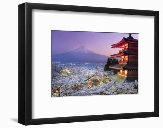 Japan, Yamanashi Prefecture, Fuji-Yoshida, Chureito Pagoda, Mt Fuji and Cherry Blossoms-Michele Falzone-Framed Photographic Print