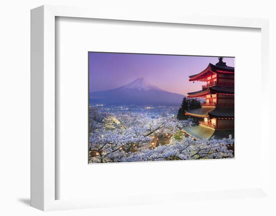 Japan, Yamanashi Prefecture, Fuji-Yoshida, Chureito Pagoda, Mt Fuji and Cherry Blossoms-Michele Falzone-Framed Photographic Print