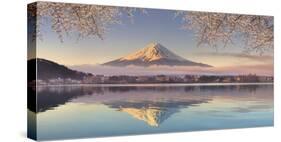 Japan, Yamanashi Prefecture, Kawaguchi Ko Lake and Mt Fuji-Michele Falzone-Stretched Canvas