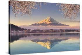 Japan, Yamanashi Prefecture, Kawaguchi Ko Lake and Mt Fuji-Michele Falzone-Stretched Canvas