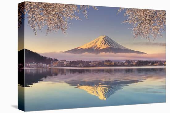 Japan, Yamanashi Prefecture, Kawaguchi Ko Lake and Mt Fuji-Michele Falzone-Stretched Canvas