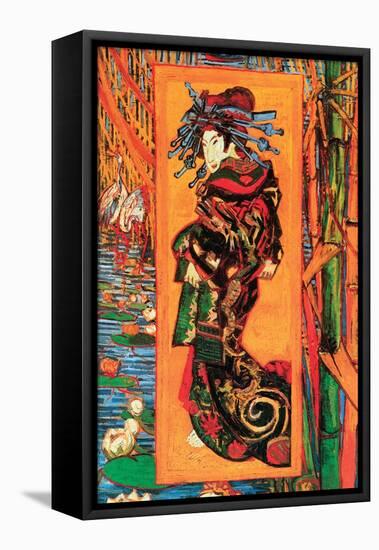 Japanaiserie: Oiran-Vincent van Gogh-Framed Stretched Canvas