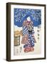 Japanese Actor in Kimono and Background Decorated with Apple Blossoms-Utagawa Toyokuni-Framed Giclee Print