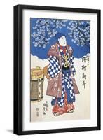 Japanese Actor in Kimono and Background Decorated with Apple Blossoms-Utagawa Toyokuni-Framed Giclee Print